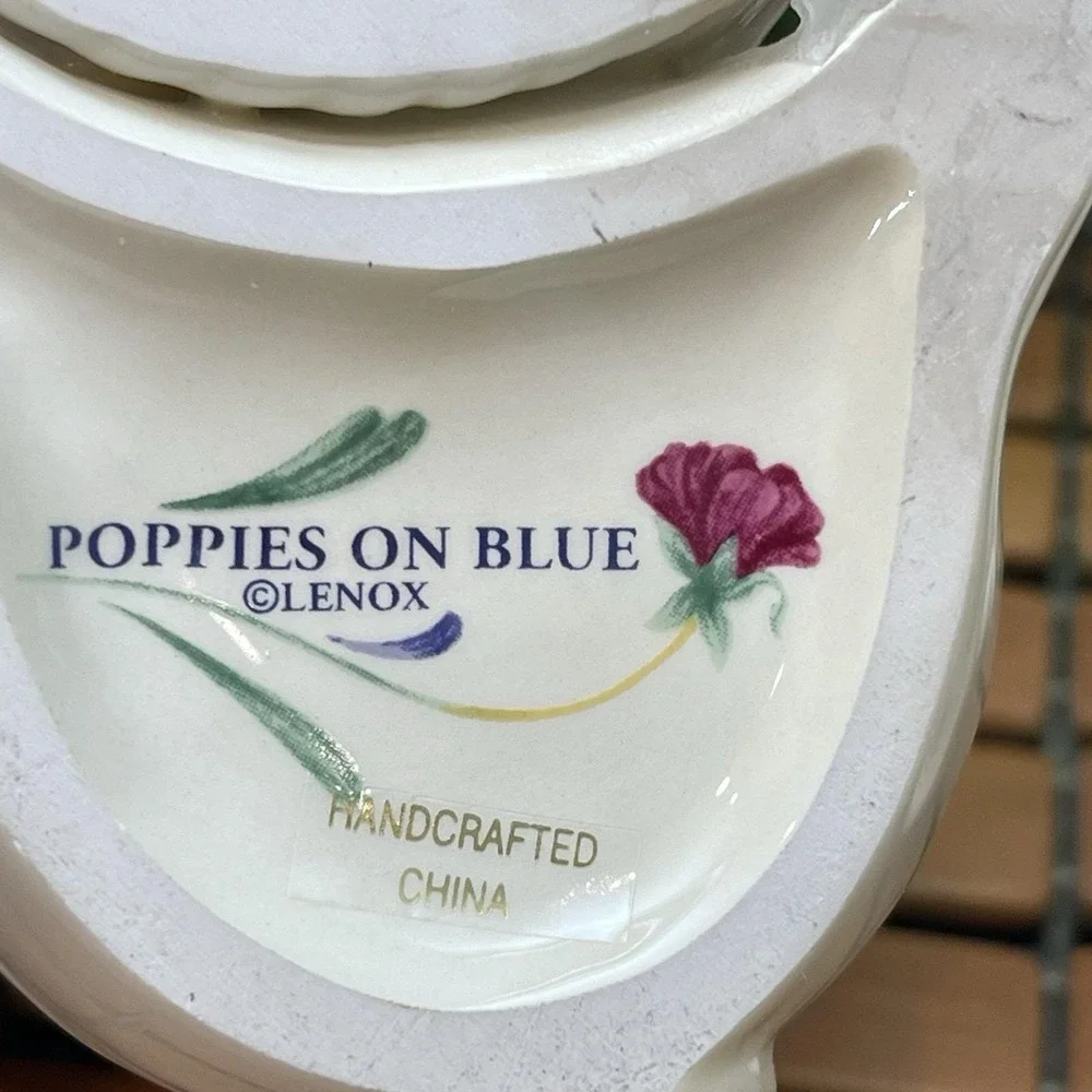 Vintage Lenox Poppies on Blue Barnyard Bunny Rabbit & Pig Votive Candle Holders